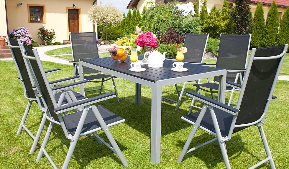 MEBLE OGRODOWE aluminiowe ZESTAW OGRODOWY modena srebrno czarny - zestaw MODENA - obrazek 6