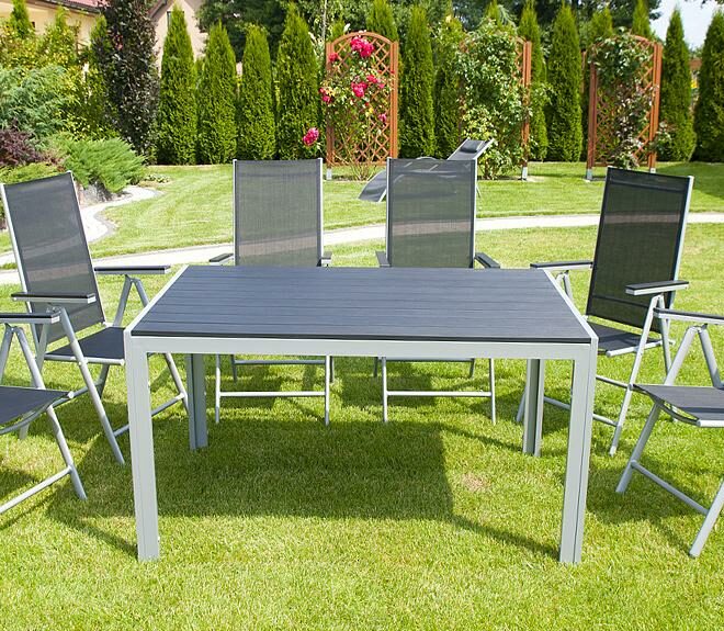 Alternative view of MEBLE OGRODOWE aluminiowe ZESTAW OGRODOWY modena srebrno czarny - zestaw MODENA