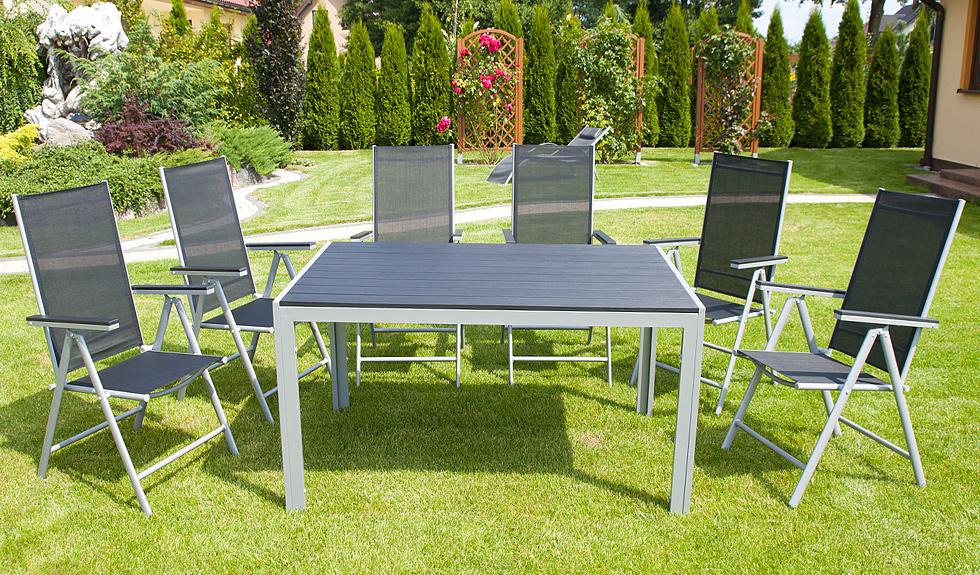 MEBLE OGRODOWE aluminiowe ZESTAW OGRODOWY modena srebrno czarny - zestaw MODENA - obrazek 2